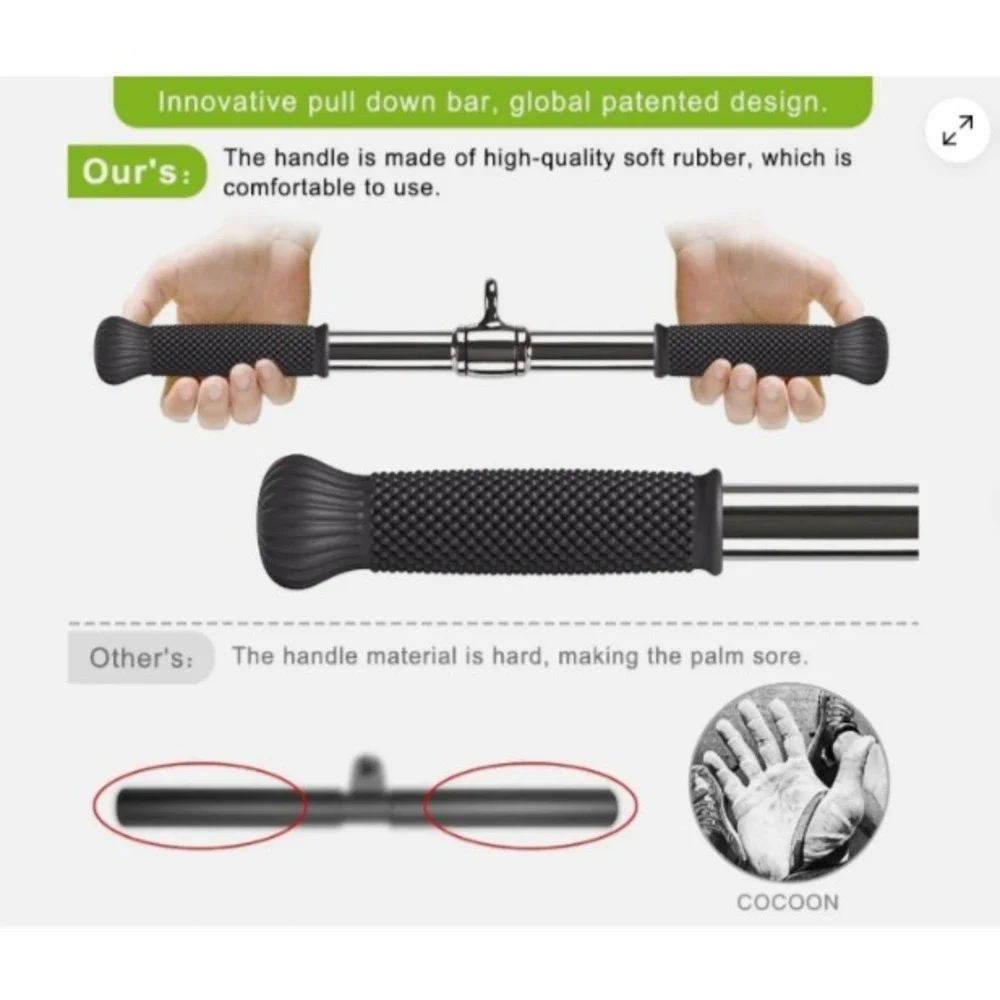Rotating Straight Bar Cable Machines Attachments for Gym, Pull Down Bar Press...